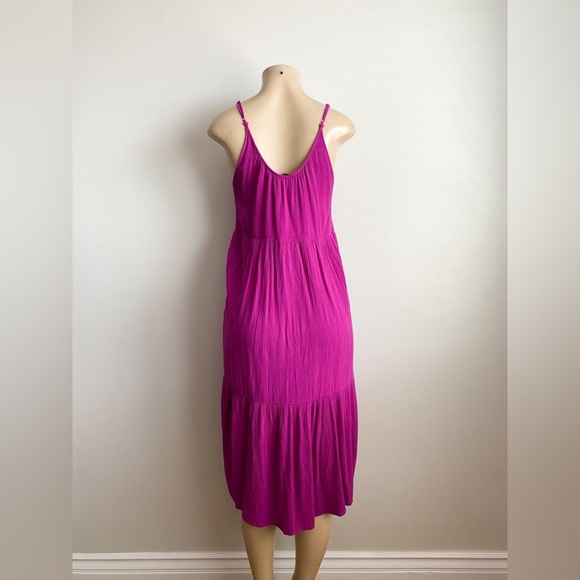 Loft Tiered Midi Dress Sleeveless Flowy Aline Fit & Flare strapped Formal Casual - Picture 8 of 12